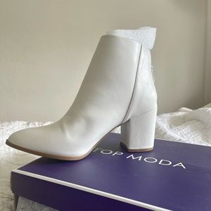 Lola White Heeled Booties